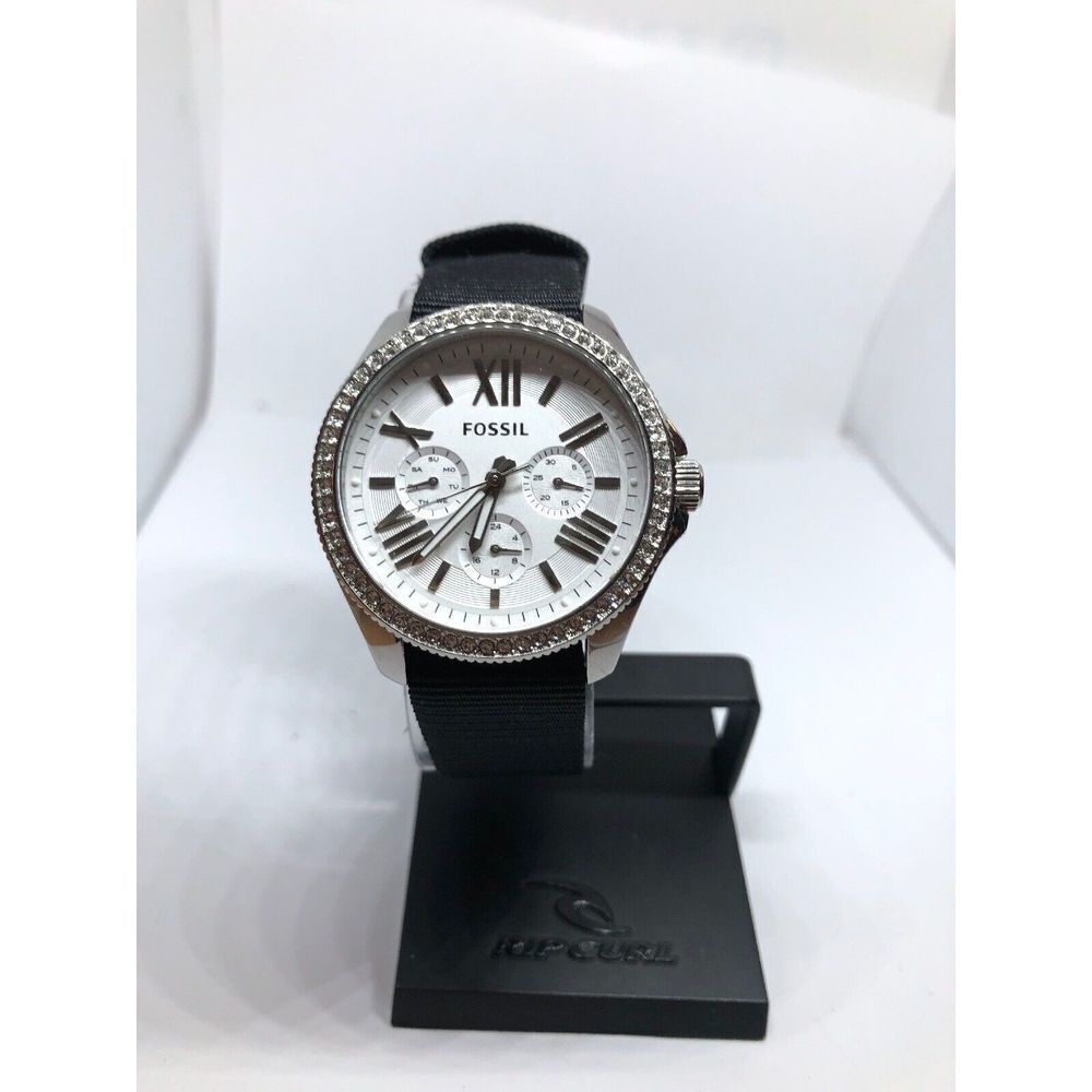 Fossil AM4481 Cecile Women's Black Strap Analog Silver Dial Quartz Watch KG468